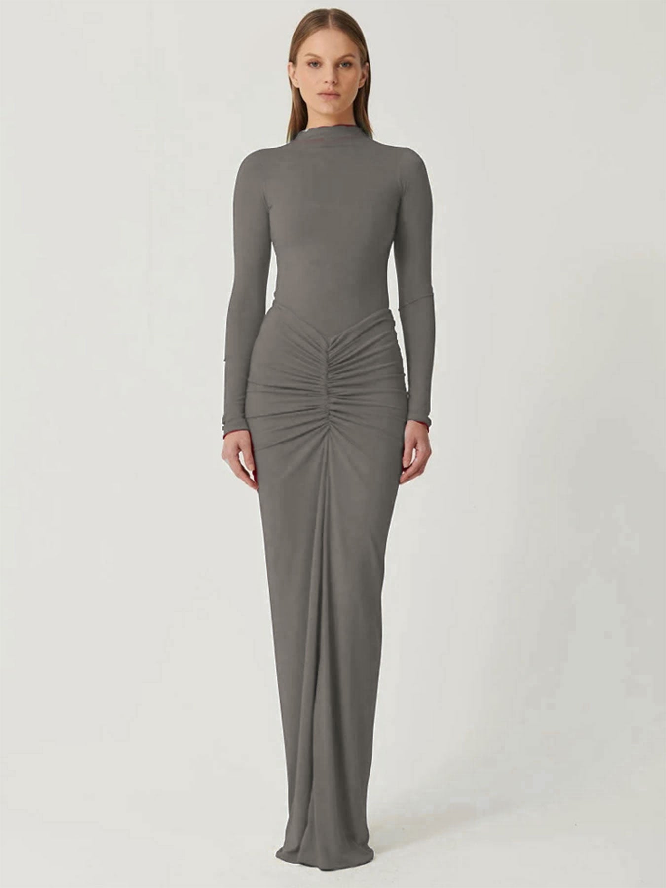 Shop Grey High Neck Bodycon Maxi Dress for Women OUTZIDR Gen