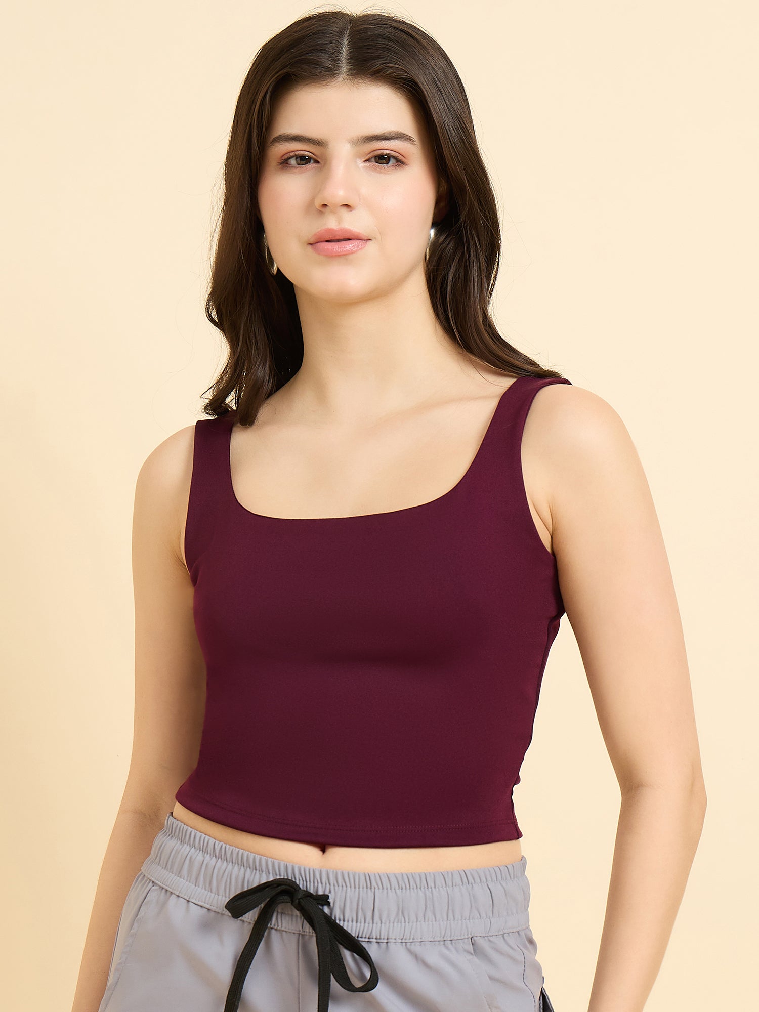 Shop Maroon Square Neck Tank Top - for Women | OUTZIDR | Gen