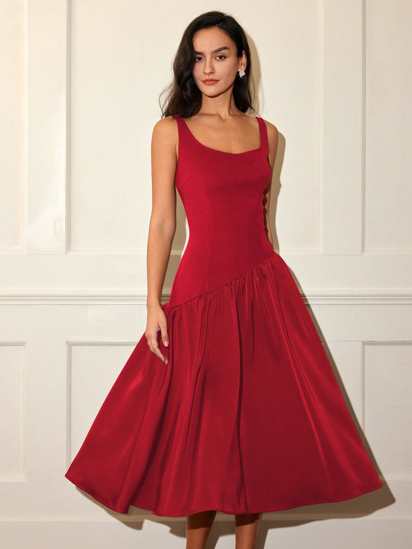 Shop Red Flare Hem Sleeveless Dress - for Women | OUTZIDR