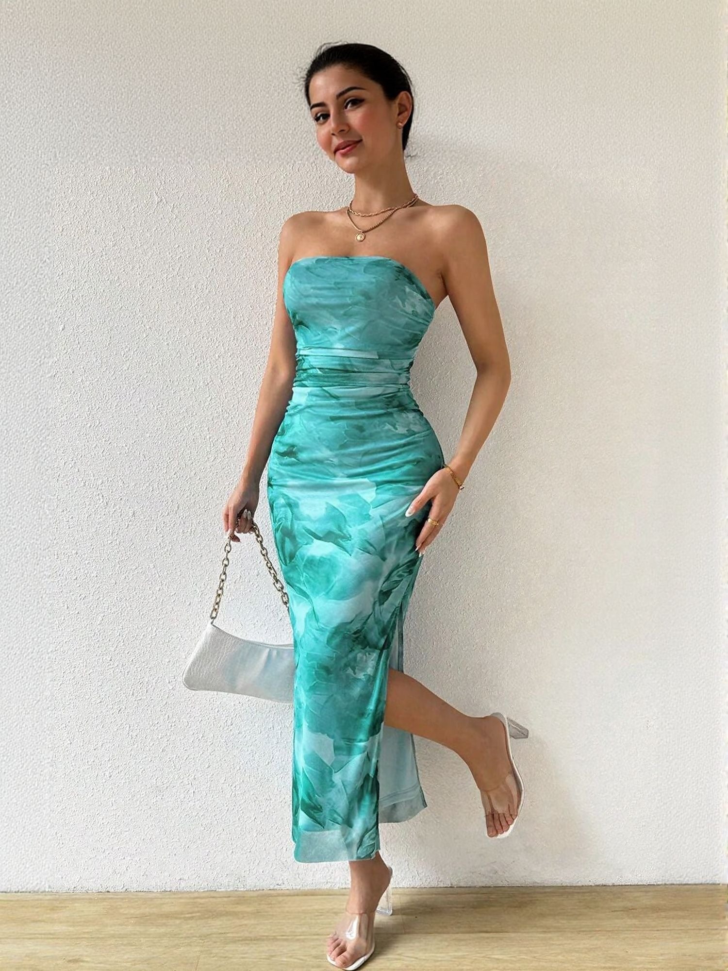 Shop Aqua Digital Print Mesh Tube Dress - for Women | OUTZIDR