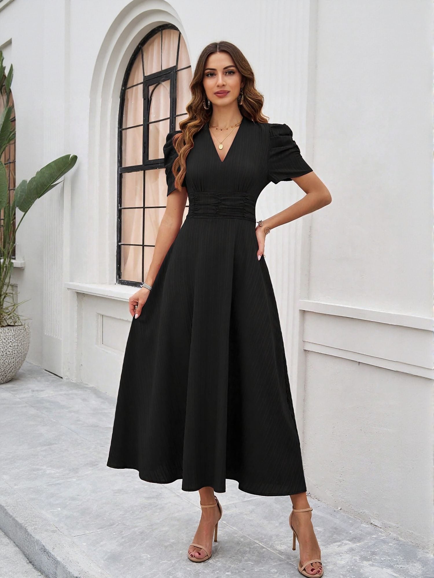 Shop Black Fit And Flare Midi Dress - for Women | OUTZIDR