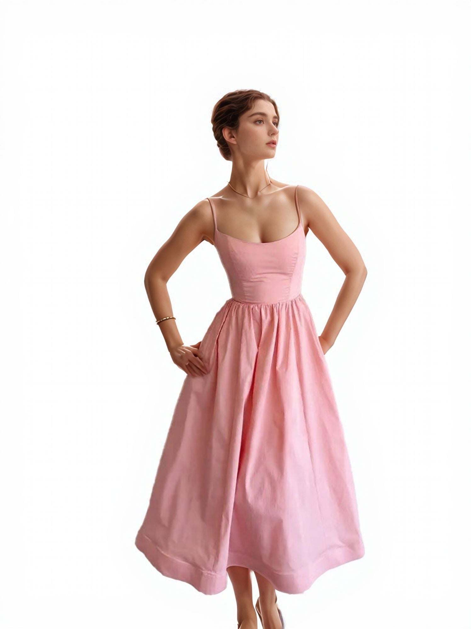 Shop Pink Fit And Flare Dress With Straps for Women OUTZIDR