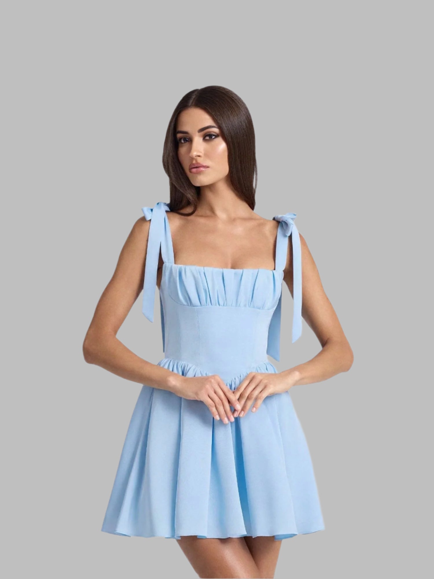 Shop Light Blue Tie Up Straps Mini Dress - for Women | OUTZIDR