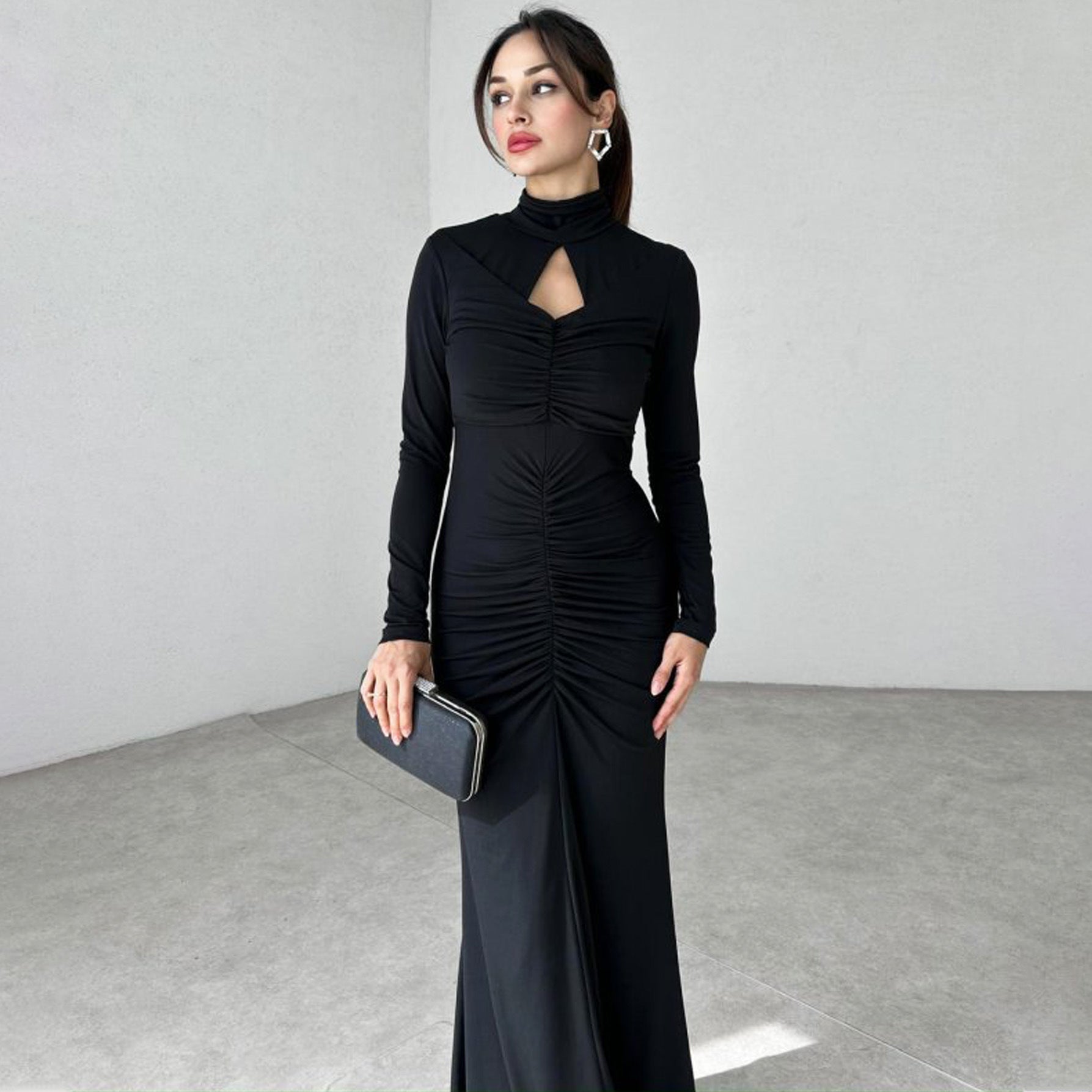 Shop Black High Neck Triangle Cut Out Dress - for Women