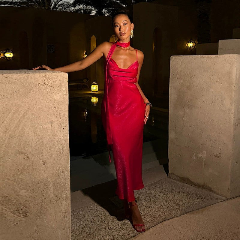 Shop Red Strappy Midi Dress - for Women | OUTZIDR