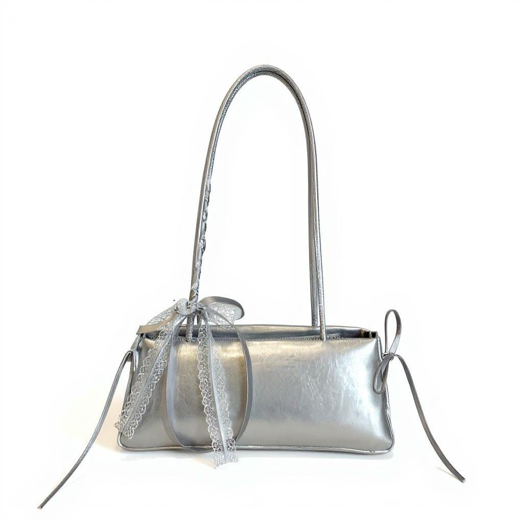Shop Silver Lace Bow Shoulder Bag - for Women | OUTZIDR